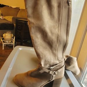 Torrid taupe faux suede knee high boots! Size 11.5. Worn once! Like new!